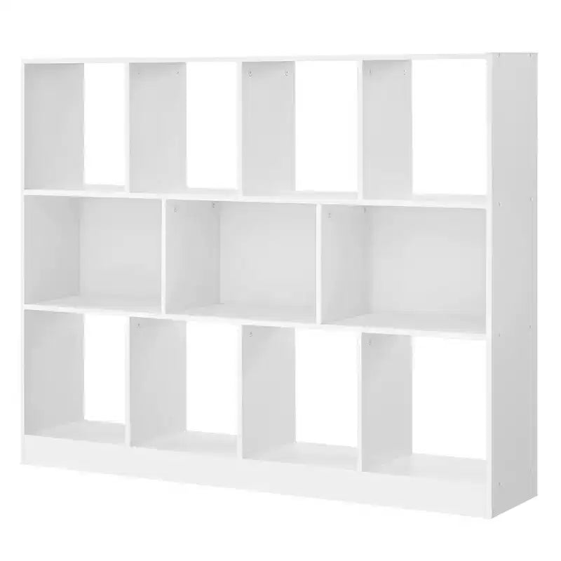 Étagère blanche à 3 niveaux avec 11 compartiments de rangement