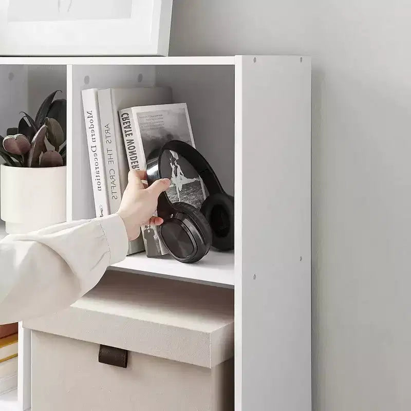 Étagère blanche à 3 niveaux avec 11 compartiments de rangement