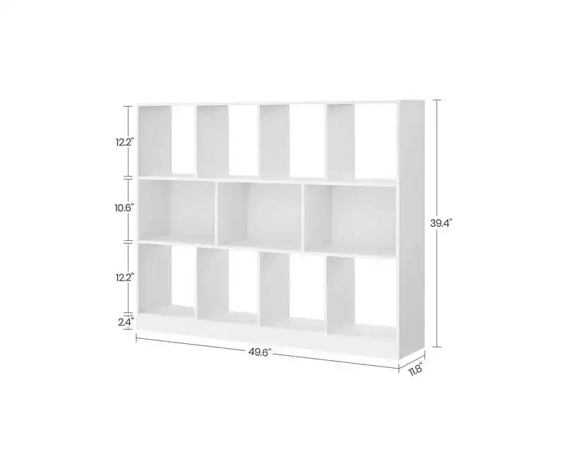 Étagère blanche à 3 niveaux avec 11 compartiments de rangement