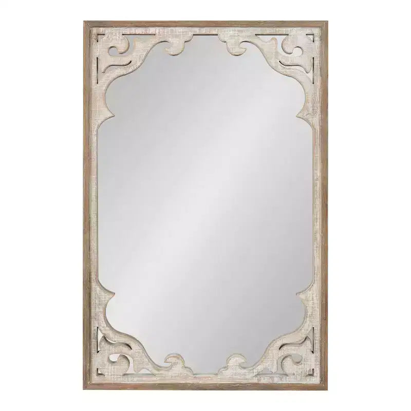 Miroir mural rectangulaire encadré brun rustique, 22x34