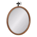 Kate and Laurel Hogan Round Wood Round Mirror, 24x28, Walnut Brown