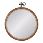 Miroir mural rond en bois noyer, 61 cm de diamètre, 1 personne