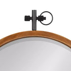 Miroir mural rond en bois noyer, 61 cm de diamètre, 1 personne