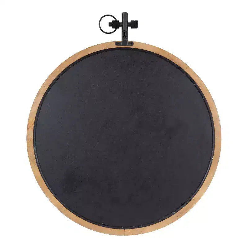 Miroir mural rond en bois noyer, 61 cm de diamètre, 1 personne