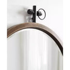 Miroir mural rond en bois noyer, 61 cm de diamètre, 1 personne