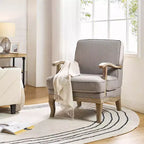Fauteuil rembourré de style Ferme avec accoudoirs – Bleu / Gris / Ivoire / Lin / Étain, 1 place