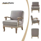 Fauteuil rembourré de style Ferme avec accoudoirs – Bleu / Gris / Ivoire / Lin / Étain, 1 place
