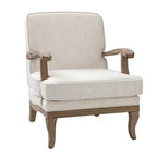 Fauteuil rembourré de style Ferme avec accoudoirs – Bleu / Gris / Ivoire / Lin / Étain, 1 place