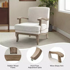 Fauteuil rembourré de style Ferme avec accoudoirs – Bleu / Gris / Ivoire / Lin / Étain, 1 place