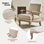 Fauteuil rembourré de style Ferme avec accoudoirs – Bleu / Gris / Ivoire / Lin / Étain, 1 place