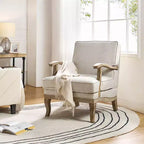 Fauteuil rembourré de style Ferme avec accoudoirs – Bleu / Gris / Ivoire / Lin / Étain, 1 place