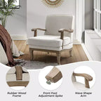 Fauteuil rembourré de style Ferme avec accoudoirs – Bleu / Gris / Ivoire / Lin / Étain, 1 place