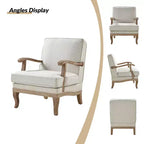 Fauteuil rembourré de style Ferme avec accoudoirs – Bleu / Gris / Ivoire / Lin / Étain, 1 place