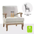 Fauteuil rembourré de style Ferme avec accoudoirs – Bleu / Gris / Ivoire / Lin / Étain, 1 place