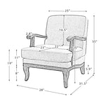Fauteuil rembourré de style Ferme avec accoudoirs – Bleu / Gris / Ivoire / Lin / Étain, 1 place