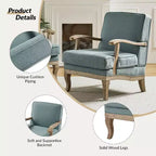 Fauteuil rembourré de style Ferme avec accoudoirs – Bleu / Gris / Ivoire / Lin / Étain, 1 place