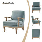 Fauteuil rembourré de style Ferme avec accoudoirs – Bleu / Gris / Ivoire / Lin / Étain, 1 place