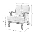Fauteuil rembourré de style Ferme avec accoudoirs – Bleu / Gris / Ivoire / Lin / Étain, 1 place