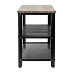 Banc de rangement à 3 niveaux avec étagères en treillis métallique – une place – Noir délavé/Brun rustique/Brun vieilli