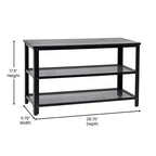 Banc de rangement à 3 niveaux avec étagères en treillis métallique – une place – Noir délavé/Brun rustique/Brun vieilli