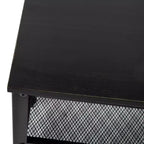 Banc de rangement à 3 niveaux avec étagères en treillis métallique – une place – Noir délavé/Brun rustique/Brun vieilli