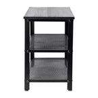 Banc de rangement à 3 niveaux avec étagères en treillis métallique – une place – Noir délavé/Brun rustique/Brun vieilli