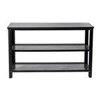 Banc de rangement à 3 niveaux avec étagères en treillis métallique – une place – Noir délavé/Brun rustique/Brun vieilli