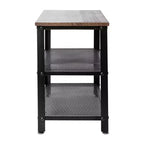 Banc de rangement à 3 niveaux avec étagères en treillis métallique – une place – Noir délavé/Brun rustique/Brun vieilli