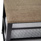 Banc de rangement à 3 niveaux avec étagères en treillis métallique – une place – Noir délavé/Brun rustique/Brun vieilli