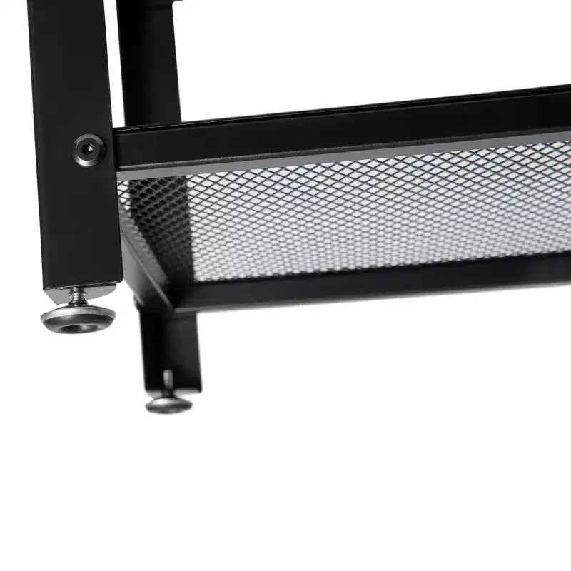 Banc de rangement à 3 niveaux avec étagères en treillis métallique – une place – Noir délavé/Brun rustique/Brun vieilli
