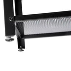 Banc de rangement à 3 niveaux avec étagères en treillis métallique – une place – Noir délavé/Brun rustique/Brun vieilli