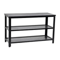 Banc de rangement à 3 niveaux avec étagères en treillis métallique – une place – Noir délavé/Brun rustique/Brun vieilli