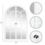 Miroir mural à cadre en bois cintré marron/blanc, 38"H x 26"W, Unitaire