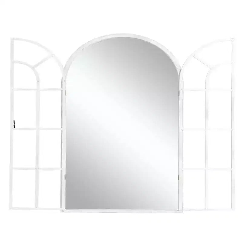 Miroir mural à cadre en bois cintré marron/blanc, 38"H x 26"W, Unitaire