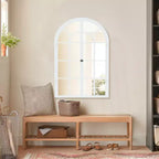 Miroir mural à cadre en bois cintré marron/blanc, 38"H x 26"W, Unitaire