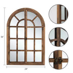 Miroir mural à cadre en bois cintré marron/blanc, 38"H x 26"W, Unitaire