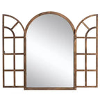 Miroir mural à cadre en bois cintré marron/blanc, 38"H x 26"W, Unitaire