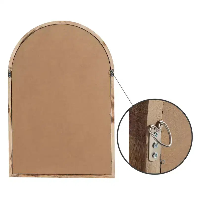 Miroir mural à cadre en bois cintré marron/blanc, 38"H x 26"W, Unitaire