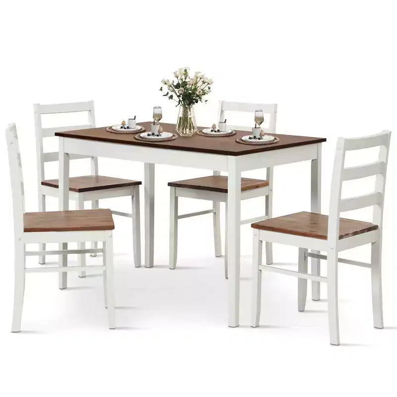 Ensemble de salle à manger 5 pièces, café/gris/naturel, 4 places assises
