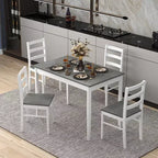 Ensemble de salle à manger 5 pièces, café/gris/naturel, 4 places assises