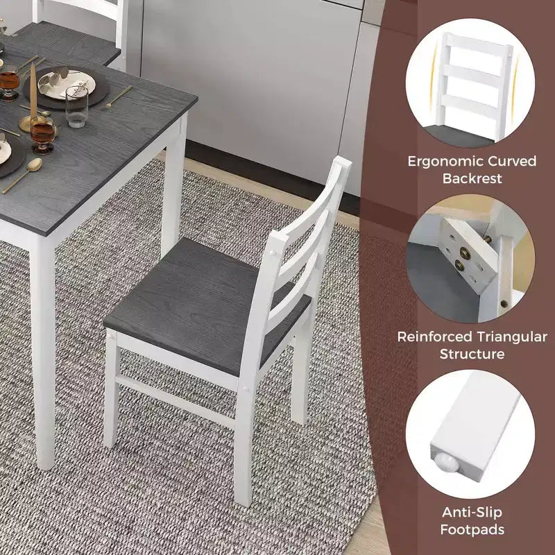 Ensemble de salle à manger 5 pièces, café/gris/naturel, 4 places assises