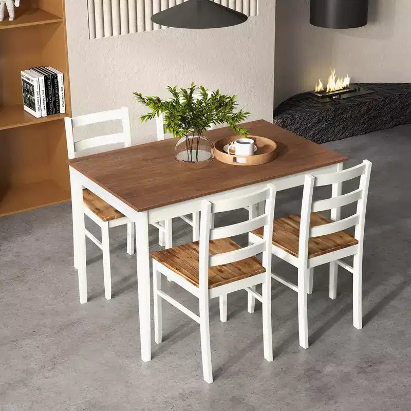 Ensemble de salle à manger 5 pièces, café/gris/naturel, 4 places assises