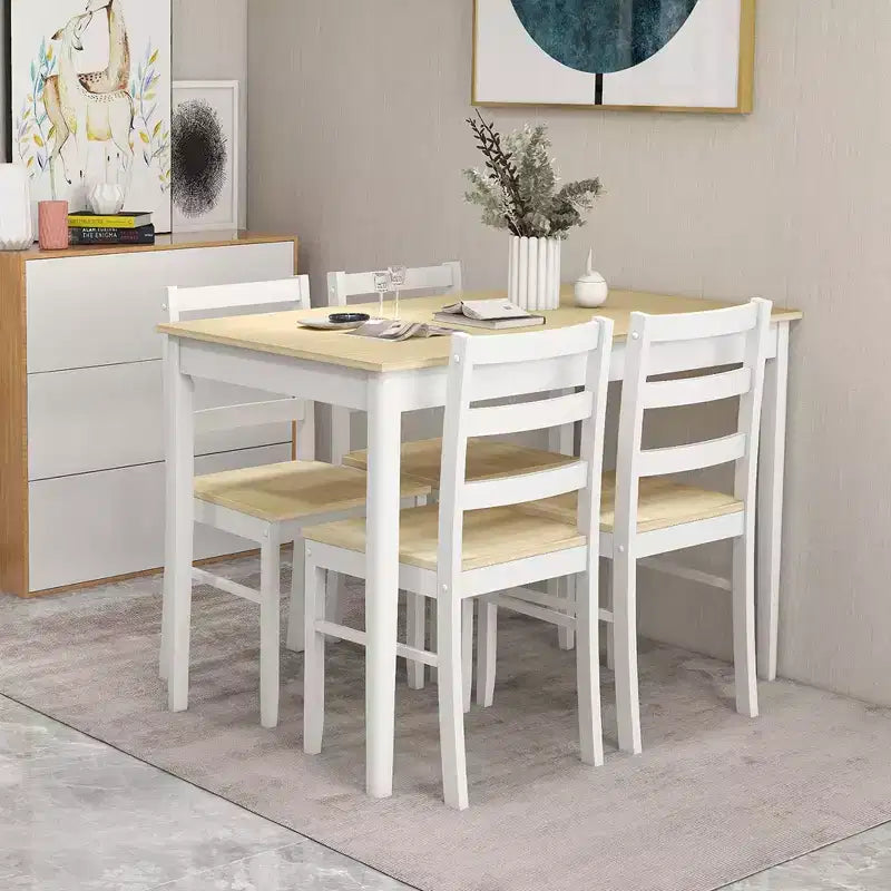 Ensemble de salle à manger 5 pièces, café/gris/naturel, 4 places assises