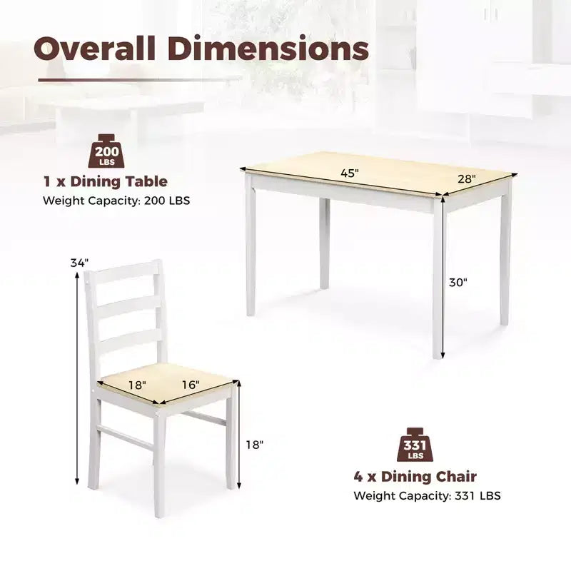 Ensemble de salle à manger 5 pièces, café/gris/naturel, 4 places assises