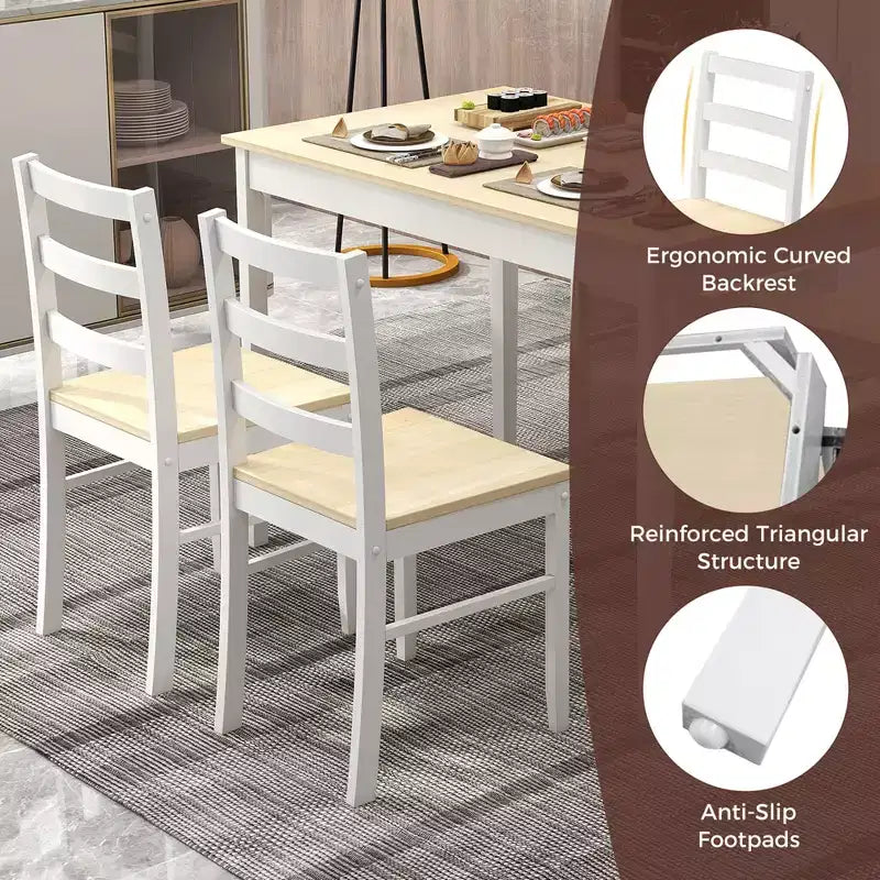 Ensemble de salle à manger 5 pièces, café/gris/naturel, 4 places assises
