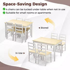 Ensemble de salle à manger 5 pièces, café/gris/naturel, 4 places assises