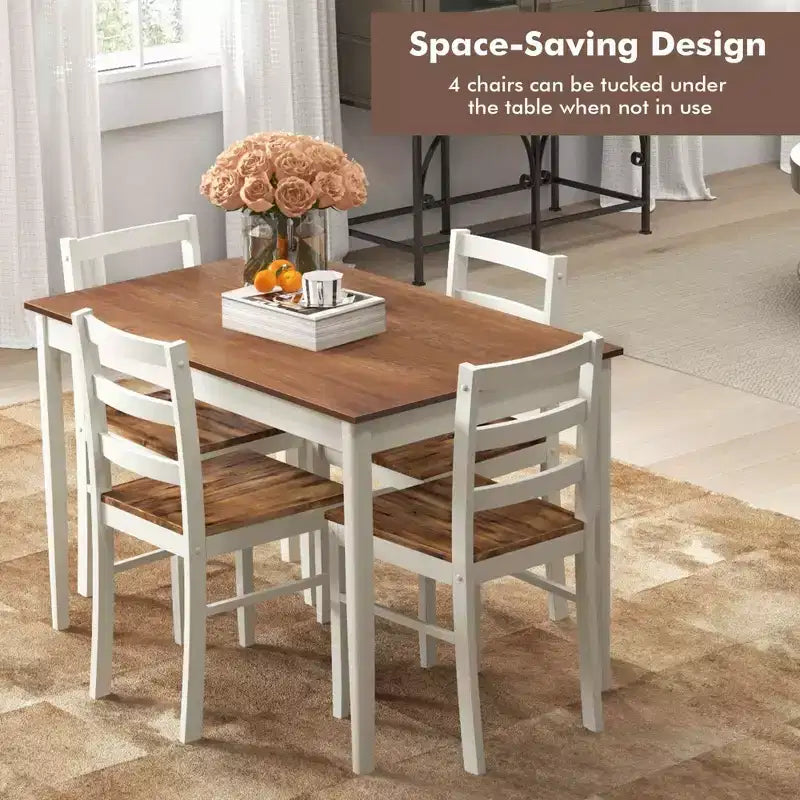 Ensemble de salle à manger 5 pièces, café/gris/naturel, 4 places assises
