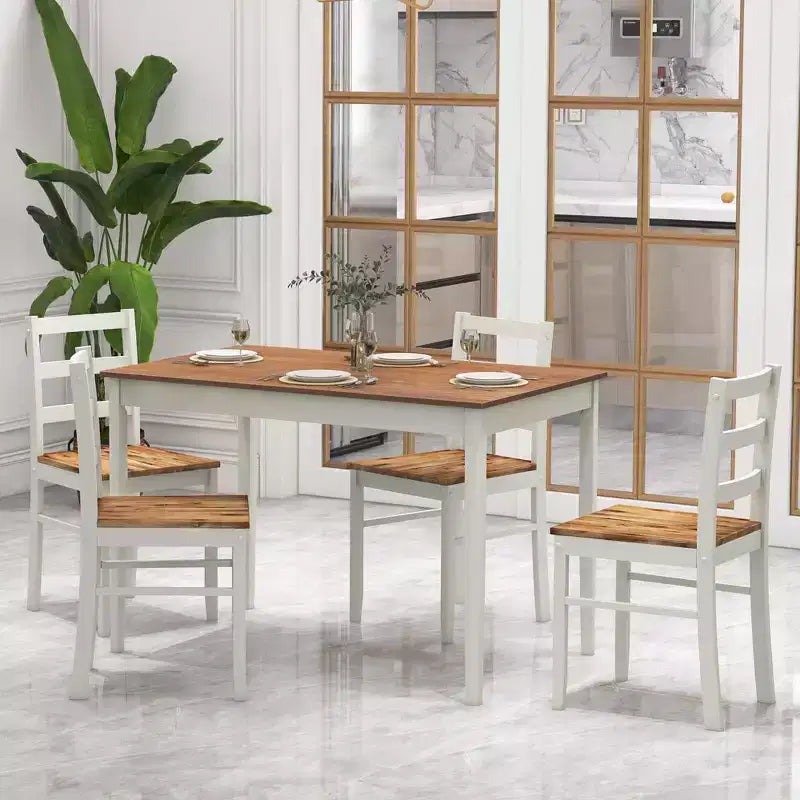 Ensemble de salle à manger 5 pièces, café/gris/naturel, 4 places assises
