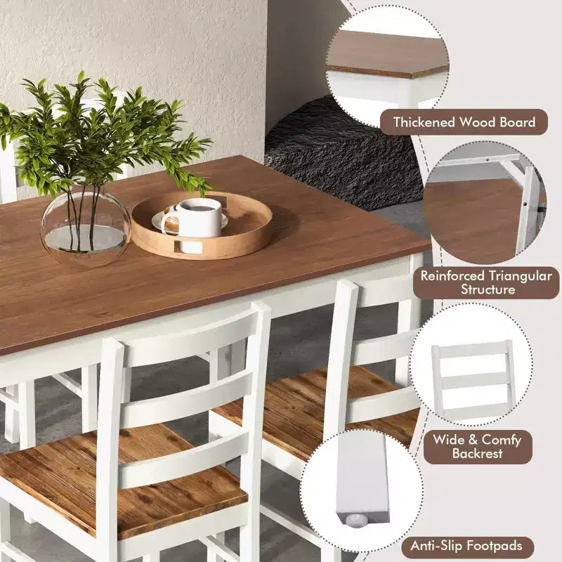 Ensemble de salle à manger 5 pièces, café/gris/naturel, 4 places assises
