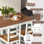 Ensemble de salle à manger 5 pièces, café/gris/naturel, 4 places assises